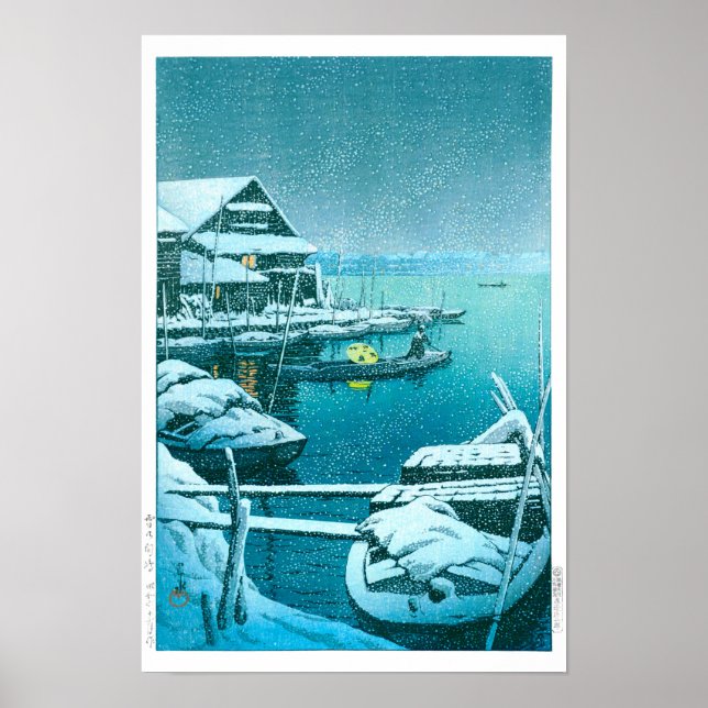 Poster ukiyoe - hasui - No.27 Neve em Mukōjima - (Frente)