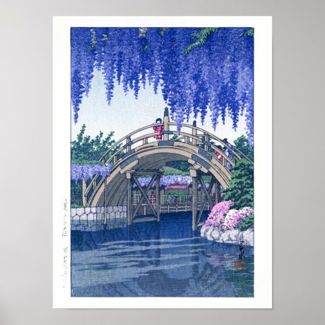Poster ukiyoe - hasui - No.34 Wisteria em Kameido - (Frente)