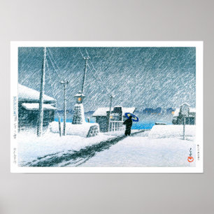 Poster ukiyoe - hasui - No.3 Neve em Tsukishima -
