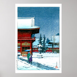 Poster ukiyoe - hasui - No.43 Snow em Nezu Gongen Shrine