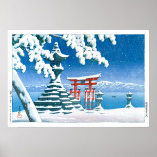 Poster ukiyoe - hasui - No.4 Neve em Itsukushima -