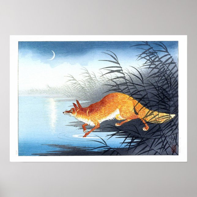 Poster Ukiyoe [Koson] Fox by the Moonlit Water (S) (Frente)
