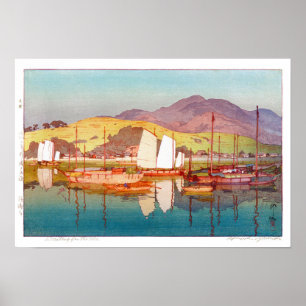 Poster ukiyoe - Yoshida - 17 - À espera da maré -