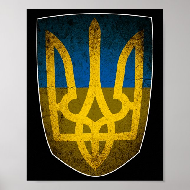 Poster Ukraine Flag And Trident Ukrainian  (Frente)