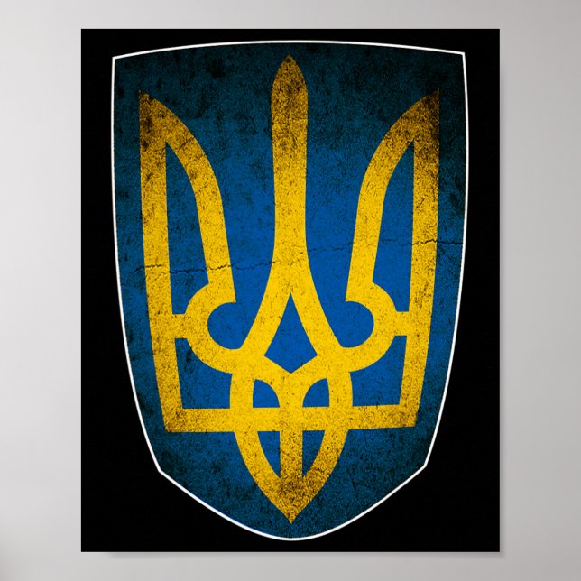 Poster Ukraine Flag And Trident Ukrainian 1  (Frente)