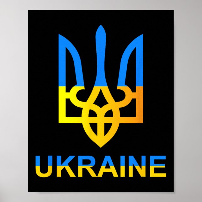 Poster Ukraine Tryzub Trident Bold Modern Flag Style Grap (Frente)