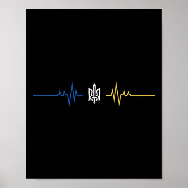 Poster Ukrainian Tryzub Symbol With Sword - Ukraine Tride (Frente)