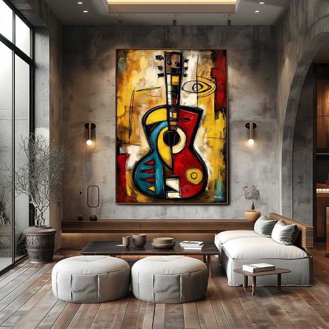 Poster Ukulele Expressionista Abstrato – Moderno Simbólic (Criador carregado)