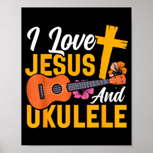 Poster Ukulele Havaiano Uke Fé Jesus Cristão Eu Amo