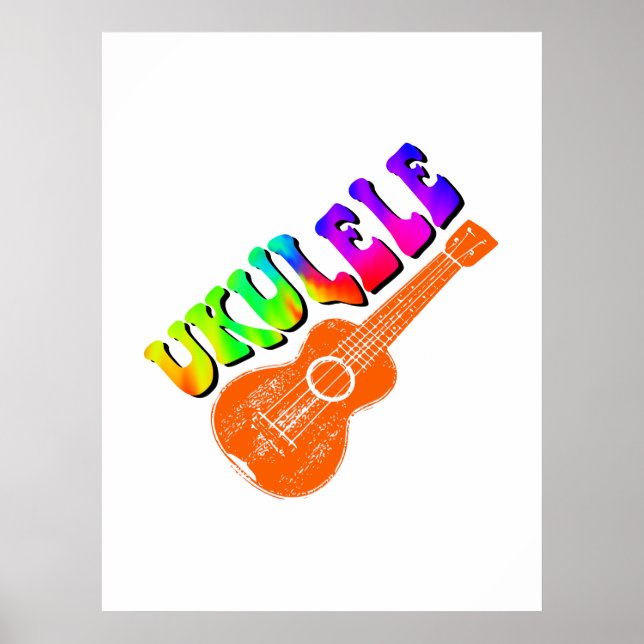 Poster Ukulele Tie Dye Groovy Art (Frente)