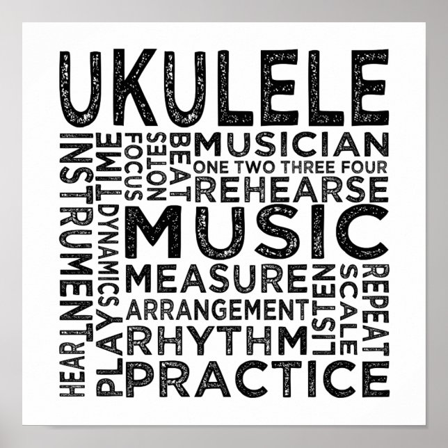 Poster Ukulele Typografia (Frente)