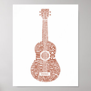 Poster Ukulele Word Cloud Ukulele Player Havaiano
