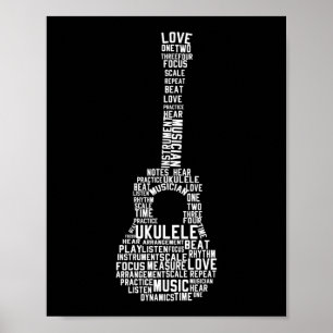 Poster Ukulele Word Cloud Ukulele Player Havaiano