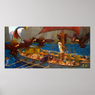 Poster Ulisses e as Sereias por John William Waterhouse