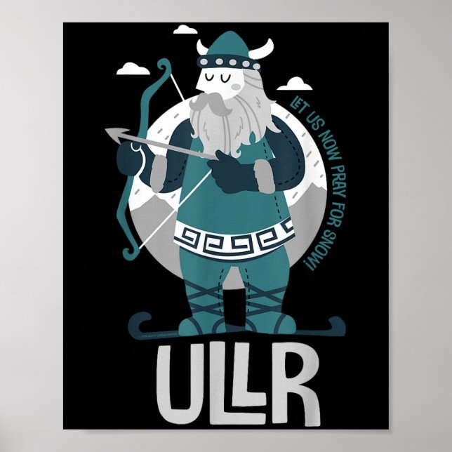 Poster Ullr Norse Deus Da Neve, Santo De Esquiadores E (Frente)