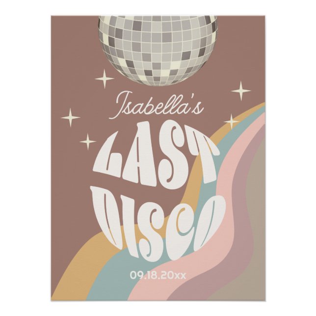 Póster Última Disco Glamorosa 70s - Bachelorette Retro Gr (Frente)