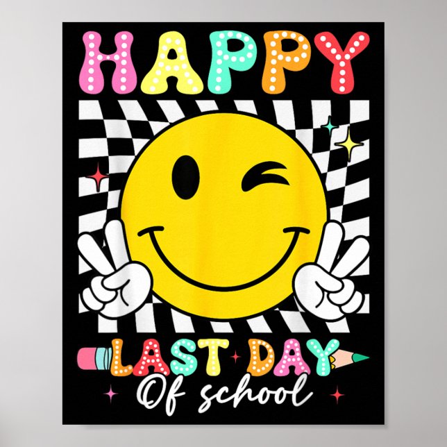 Poster Último Dia de Aula Rosto Sorridente Groovy Profess (Frente)