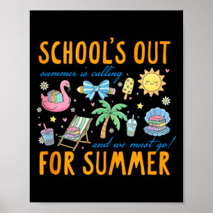 Poster Último dia de aula, verão, a escola acabou