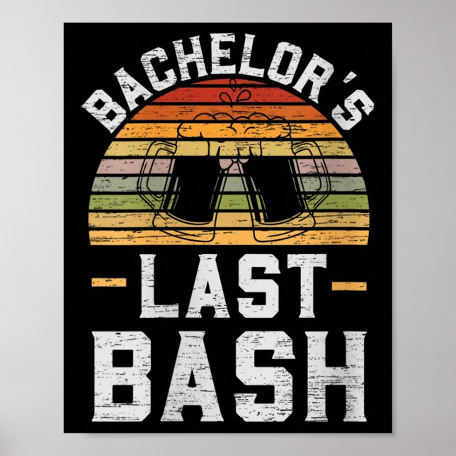 Poster Último Solteiro de Bash Vintage Groomsquad Gro (Frente)