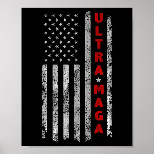 Poster Ultra MAGA Vintage American Flag Ultra MAGA (Frente)