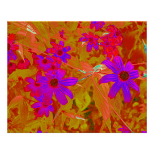 Póster Ultra-violeta, magenta e flores silvestres vermelh