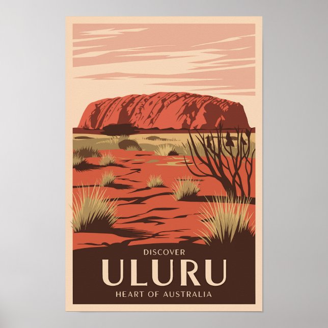 Poster Uluru Austrália Viagem Arte Vintage (Frente)