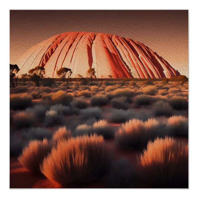 Póster Uluru "Ayers Rock" Austrália - Tinta Petrolífera (Frente)