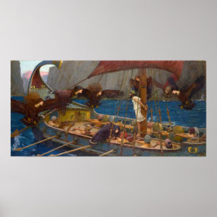Poster Ulysses e as sirenes por J.W. Waterhouse