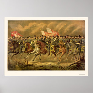 Póster Ulysses S. Grant e seus generais por E. Boell 1865