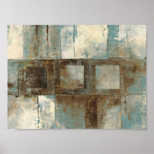 Poster Um abstrato no azul e no Brown