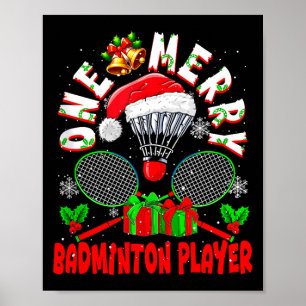 Poster Um Alegre Jogador de Badminton Natal Time Combinan