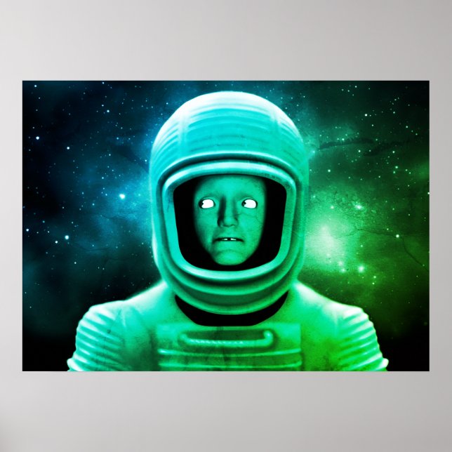 Poster Um Alien Verde Inquieto da Parede da Galáxia Verde (Frente)