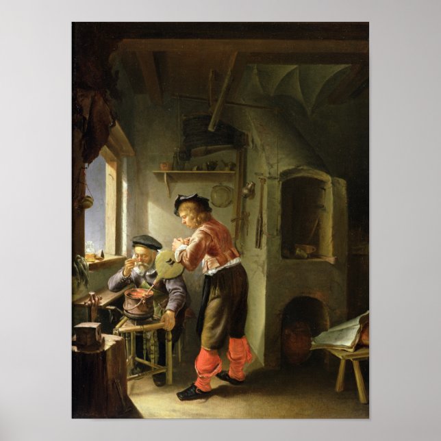 Poster Um alquimista e seu assistente em sua oficina (Frente)