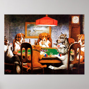 Póster Um Amigo na Necessidade C M Coolidge Cães Jogando