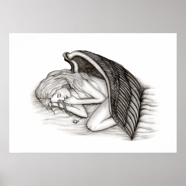 Póster Um anjo adormecido, preto e branco (Frente)