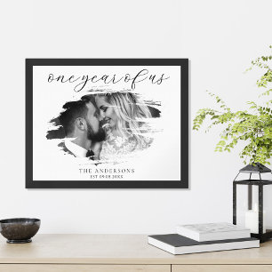Poster Um Ano de Nós Personalizado Aniversário de Casamen