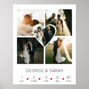 Poster Um Ano Juntos Aniversário de Casamento 5 Foto