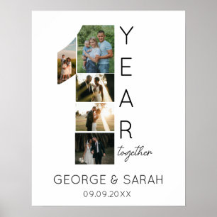 Poster Um Ano Juntos Aniversário de Casamento 5 Foto