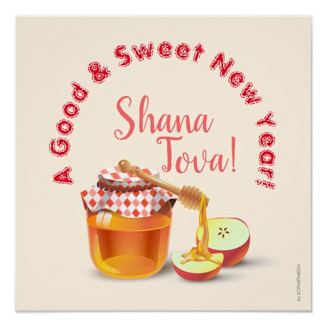 Póster Um Ano Novo Bom E Doce! Honey & Apple Shana Tova (Frente)