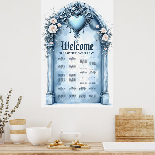 Poster Um arco azul claro-ornamentado com sotaques florai
