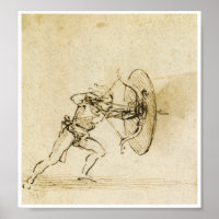 Um arqueiro com escudo, Leonardo da Vinci