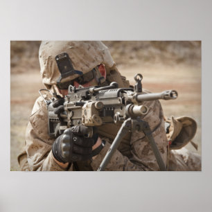 Poster Um artilheiro da arma automática do pelotão