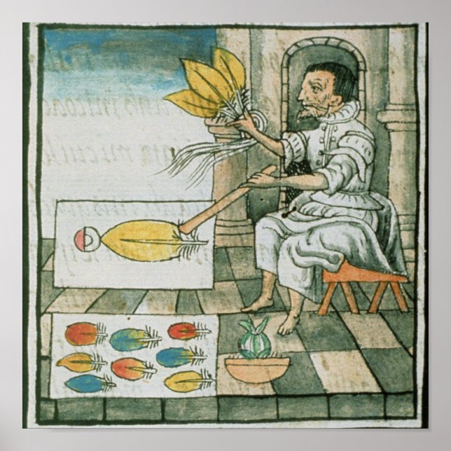 Póster Um artisã de penas asteca (Frente)
