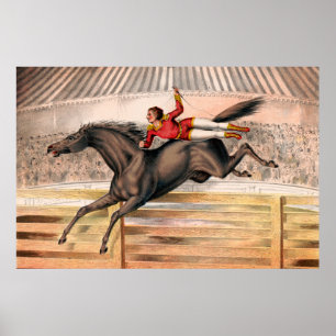 Poster Um Artista De Circo A Andar Com Um Cavalo De Salto