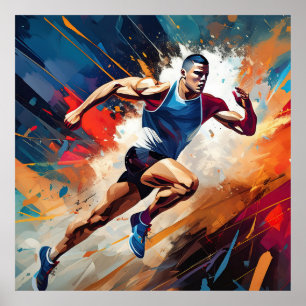Poster Um atleta macho e de campo.