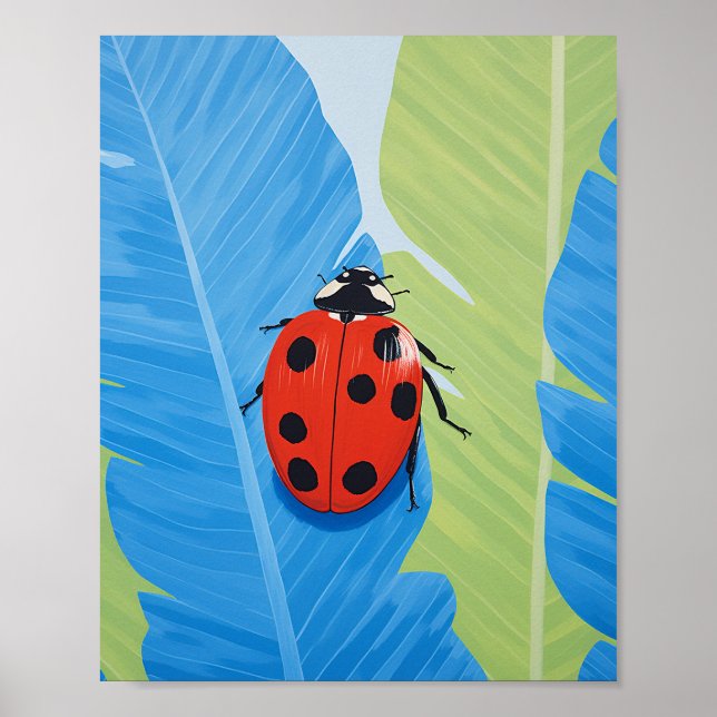 Poster Um Azul Captivador E Um Ladybug Vermelho (Frente)