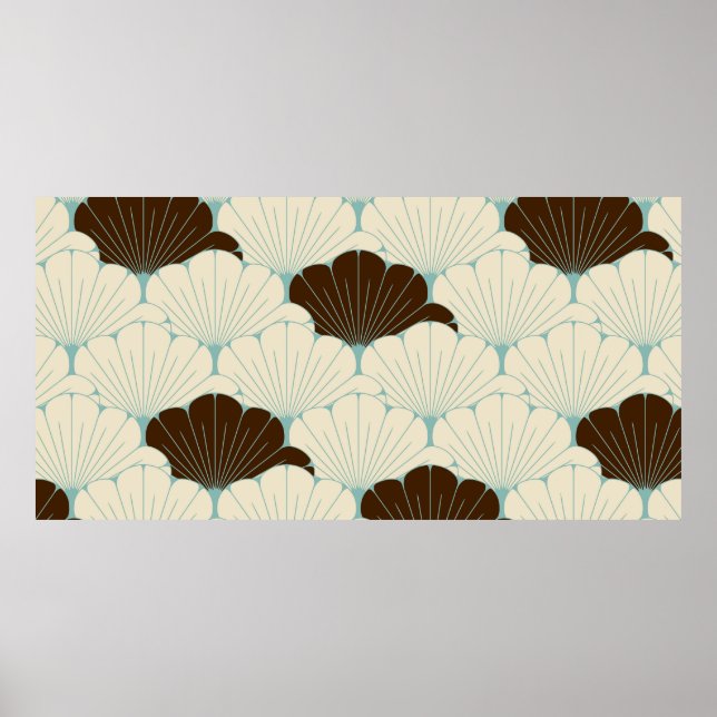 Poster um azulejo contínuo ao estilo japonês com folhagem (Frente)