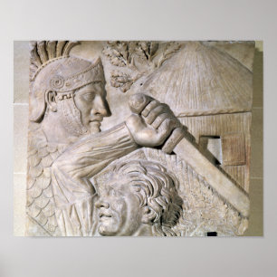 Poster Um bárbaro que luta um legionary romano