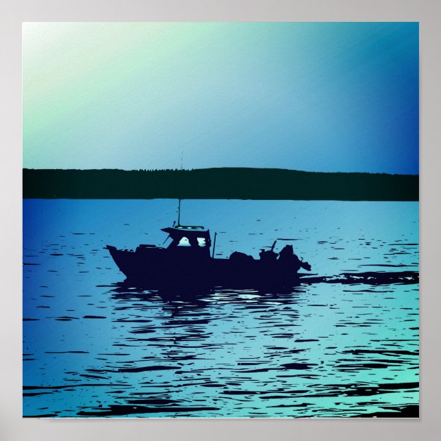 Poster Um barco de pesca no Puget Sound (Frente)