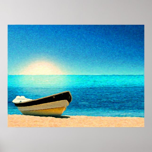 Póster Um barco debaixo de um céu ensolarado (Frente)